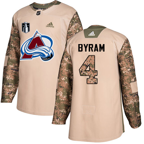 Adidas Colorado Avalanche #4 Bowen Byram Camo 2022 Stanley Cup Final Patch Authentic Veterans Day Stitched NHL Jersey Men’s