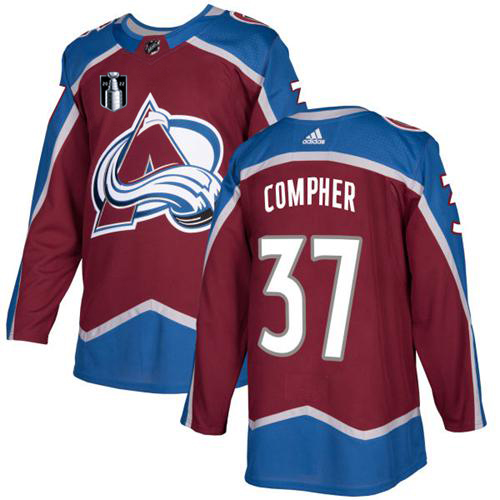 Adidas Colorado Avalanche #37 J.T. Compher Burgundy 2022 Stanley Cup Final Patch Home Authentic Stitched NHL Jersey Men’s