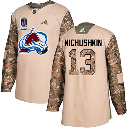 Adidas Colorado Avalanche #13 Valeri Nichushkin Camo Authentic 2022 Stanley Cup Champions Veterans Day Stitched NHL Jersey Men’s