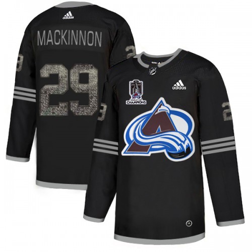 Adidas Colorado Avalanche #29 Nathan MacKinnon Black 2022 Stanley Cup Champions Authentic Classic Stitched NHL Jersey Men’s