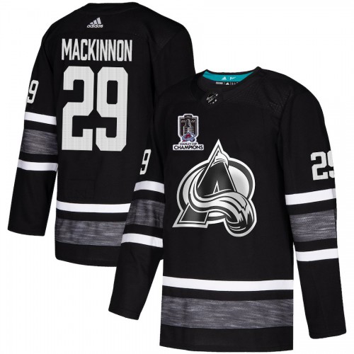 Adidas Colorado Avalanche #29 Nathan MacKinnon Black 2022 Stanley Cup Champions Authentic All-Star Stitched NHL Jersey Men’s