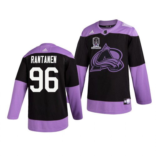 Colorado Colorado Avalanche #96 Mikko Rantanen Adidas 2022 Stanley Cup Champions Men’s Hockey Fights Cancer Practice NHL Jersey Black Men’s