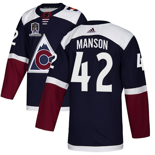 Adidas Colorado Avalanche #42 Josh Manson Navy 2022 Stanley Cup Champions Alternate Authentic Stitched NHL Jersey Men’s