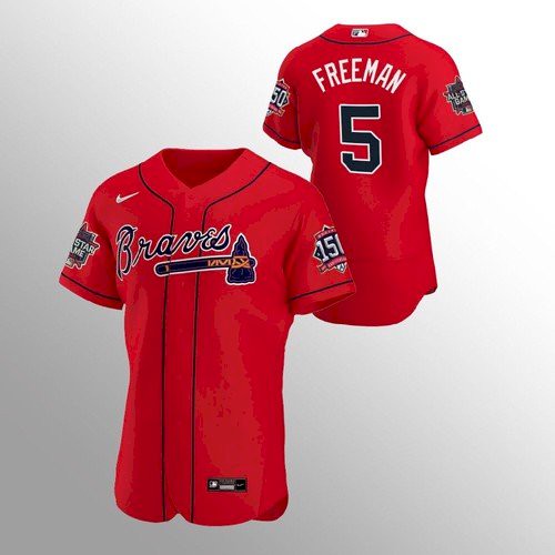 Atlanta Atlanta Braves #5 Freddie Freeman Men’s Nike 150th Anniversary 2021 World Series Authentic MLB Jersey – Red Men’s