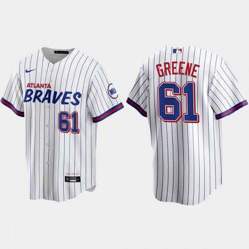 Atlanta Atlanta Braves #61 Shane Greene White Men’s Nike 2021 City Connect Replica MLB Jersey Men’s