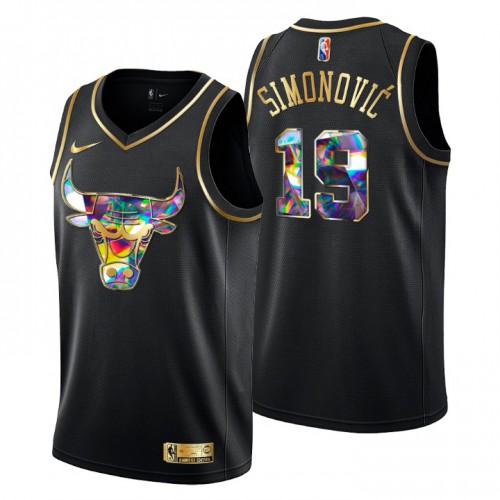 Chicago Chicago Bulls #19 Marko Simonovic Men’s Golden Edition Diamond Logo 2021/22 Swingman Jersey – Black Men’s