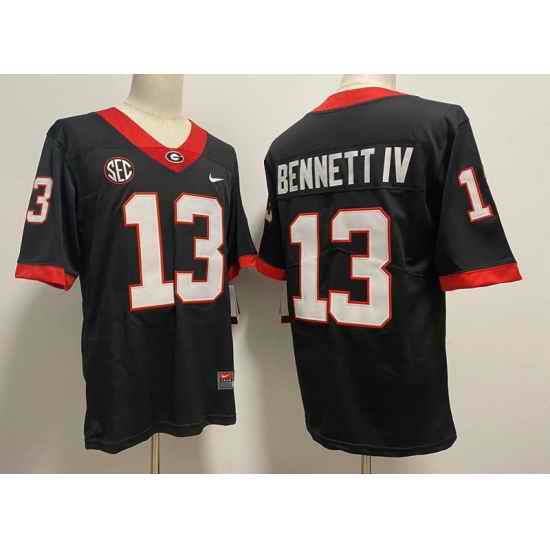 Men Georgia Bulldogs #13 Stetson Bennett IV Black College Football Game Jersey