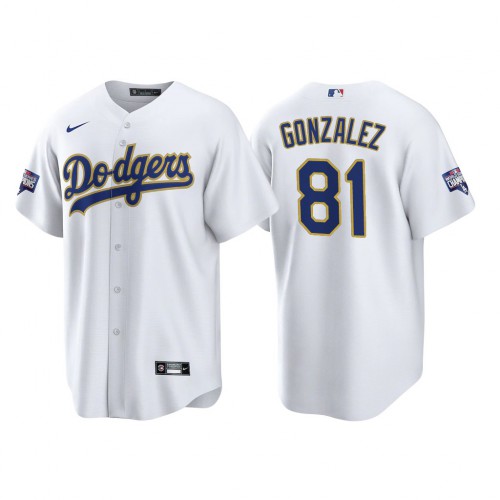Los Angeles Los Angeles Dodgers #81 Victor Gonzalez Men’s Nike 2021 Gold Program World Series Champions MLB Jersey Whtie Men’s