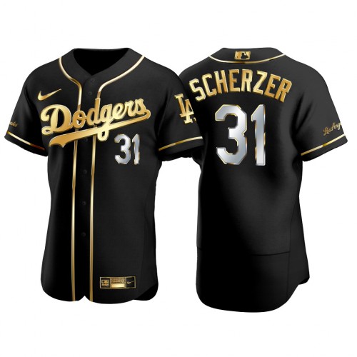 Los Angeles Los Angeles Dodgers #31 Max Scherzer Men’s Nike Authentic 2021 Gold Program MLB Jersey Black Men’s