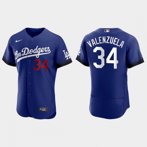 Los Angeles Los Angeles Dodgers #34 Fernando Valenzuela Nike Men’s 2021 City Connect Authentic MLB Jersey Royal Men’s