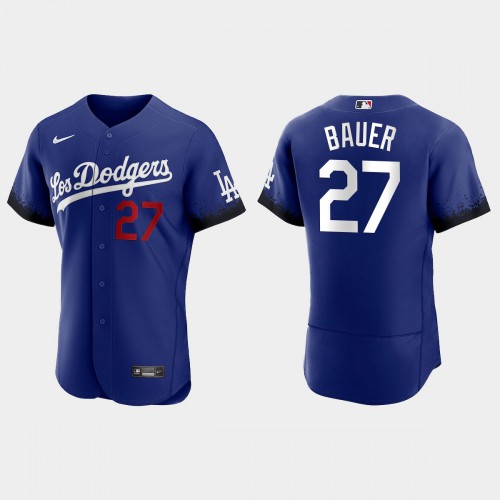 Los Angeles Los Angeles Dodgers #27 Trevor Bauer Nike Men’s 2021 City Connect Authentic MLB Jersey Royal Men’s