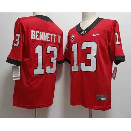 Men Georgia Bulldogs #13 Stetson Bennett IV Red College Football Game Jersey