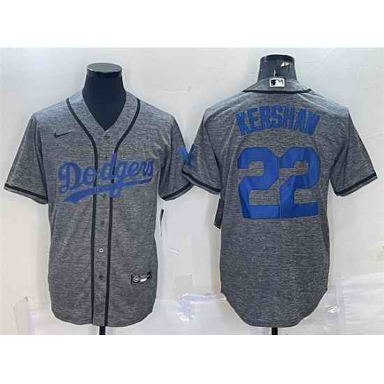 Men Los Angeles Dodgers #22 Clayton Kershaw Grey Cool Base Stitched Jersey