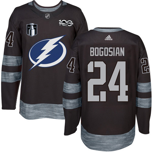 Adidas Tampa Bay Lightning #24 Zach Bogosian Black 2022 Stanley Cup Final Patch 100th Anniversary Stitched NHL Jersey Men’s
