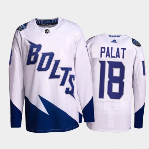 Adidas Tampa Bay Lightning #18 Ondrej Palat Men’s 2022 Stadium Series Authentic NHL Jersey – White Men’s