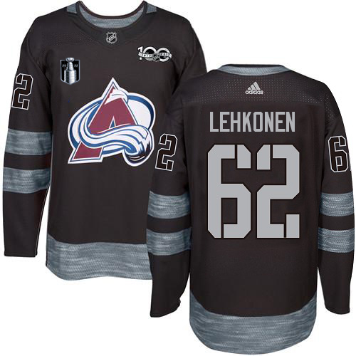Adidas Colorado Avalanche #62 Artturi Lehkonen Black Youth 2022 Stanley Cup Final Patch 100th Anniversary Stitched NHL Jersey Youth