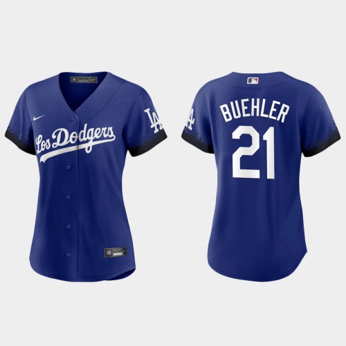 Los Angeles Los Angeles Dodgers #21 Walker Buehler Nike Women’s 2021 City Connect MLB Jersey Royal Womens