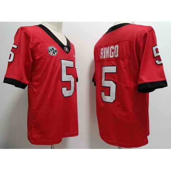 Men Georgia Bulldogs #5 Kelee Ringo Red College Football Jersey