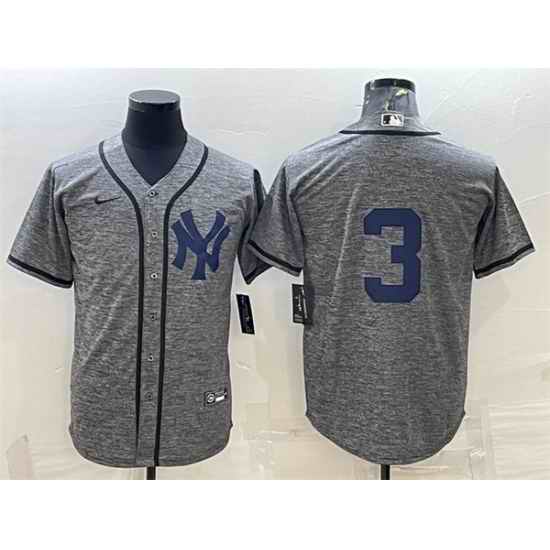 Men New York Yankees #3 Babe Ruth Grey Stitched Jersey
