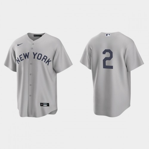 New York New York Yankees #2 Derek Jeter Men’s Nike Gray 2021 Field of Dreams Game MLB Jersey Men’s