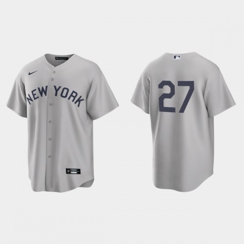 New York New York Yankees #27 Giancarlo Stanton Men’s Nike Gray 2021 Field of Dreams Game MLB Jersey Men’s