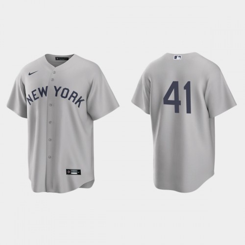 New York New York Yankees #41 Miguel Andujar Men’s Nike Gray 2021 Field of Dreams Game MLB Jersey Men’s