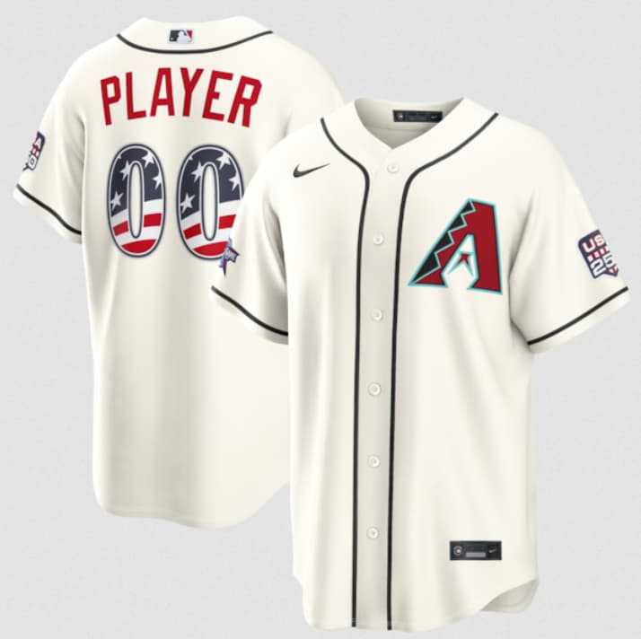 Men%27s Arizona Diamondbacks Active Player Custom Cream 2026 All-Star Edition Stars & Stripes & USA 250 Fourth of July Home Stadium Stitched Baseball Jersey