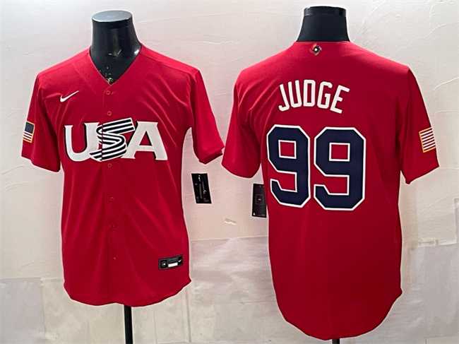 Men%27s USA #99 Aaron Judge Red World Baseball Classic Stitched Jersey