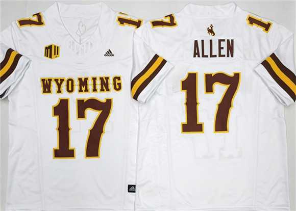 Men%27s Wyoming Cowboys #17 Josh Allen White 2026 F.U.S.E. Stitched College Jersey