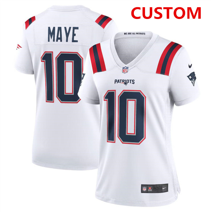 Women%27s New England Patriots Custom White Vapor Untouchable Stitched Jersey