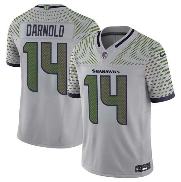 Men%27s Seattle Seahawks #14 Sam Darnold Gray 2025 F.U.S.E. %27Rivalries%27 Vapor Untouchable Limited Stitched Jersey