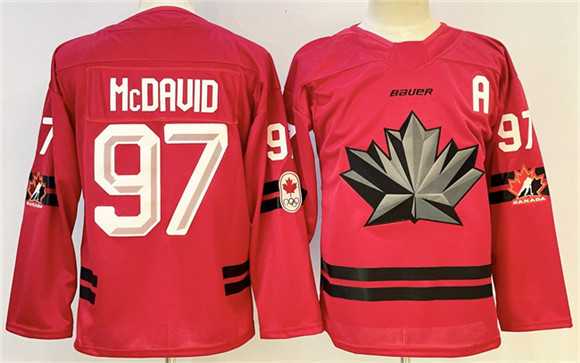 Men%27s Canada Hockey #97 Connor McDavid Red With A Patch Stitched Jersey