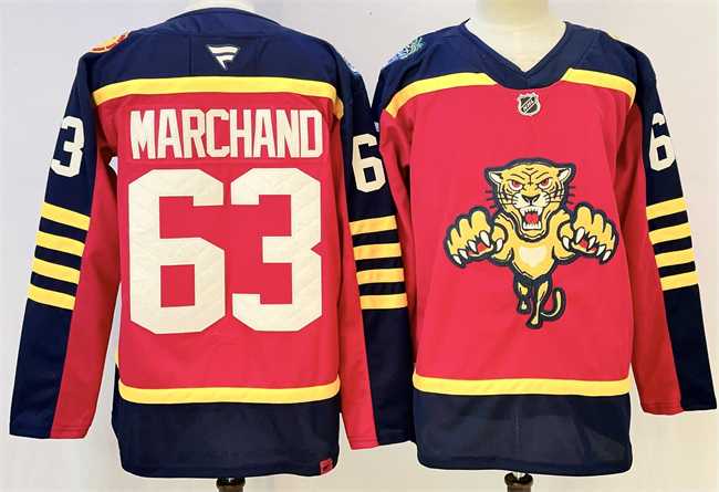 Men%27s Florida Panthers #63 Brad Marchand Red 2026-2026 Winter Classic Stitched Hockey Jersey