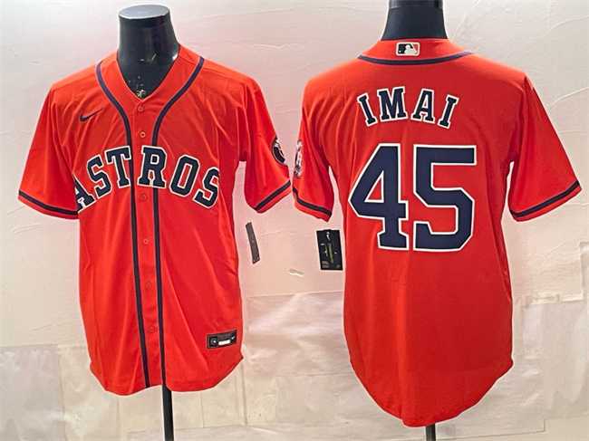 Men%27s Houston Astros #45 Tatsuya Imai Orange Cool Base Stitched Jersey