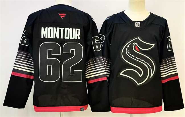 Men%27s Seattle Kraken #62 Brandon Montour Black 2026 Alternate Stitched Hockey Jersey