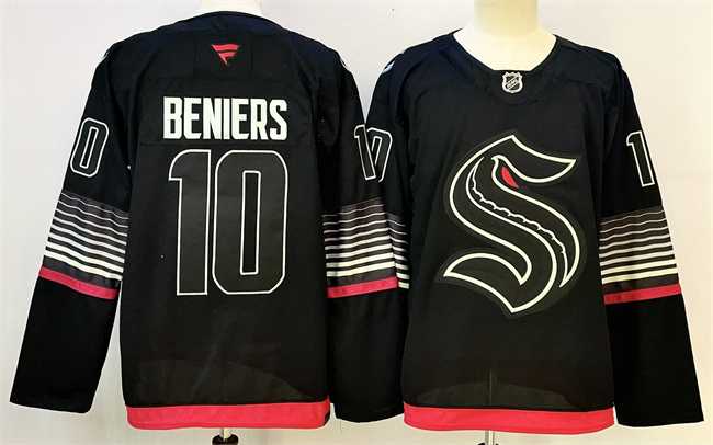 Men%27s Seattle Kraken #10 Matty Beniers Black 2026 Alternate Stitched Hockey Jersey
