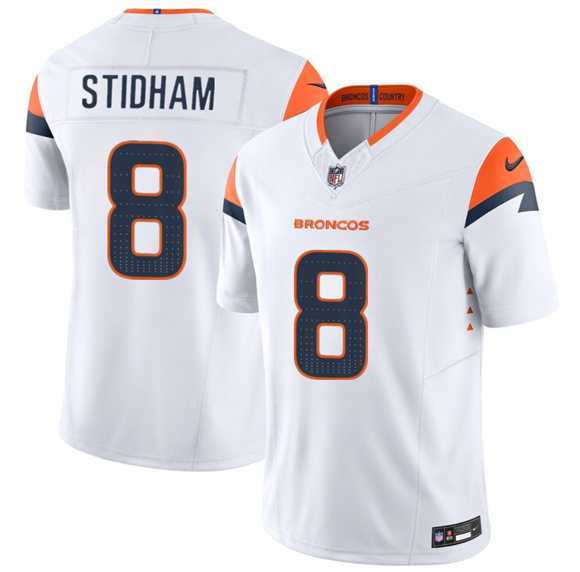 Men%27s Denver Broncos #8 Jarrett Stidham White 2025 F.U.S.E. Vapor Limited Stitched Jersey Dzhi