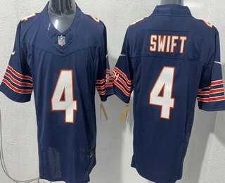 Men%27s Chicago Bears #4 D%27Andre Swift Limited Navy FUSE Vapor Stitched Jersey