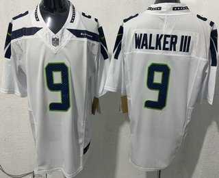 Men%27s Seattle Seahawks #9 Kenneth Walker III Limited White FUSE Vapor Stitched Jersey