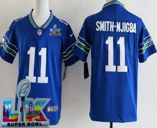 Women%27s Seattle Seahawks #11 Jaxon Smith-Njigba Limited Royal Super Bowl LX Patch Throwback Vapor Limited Stitched Jersey