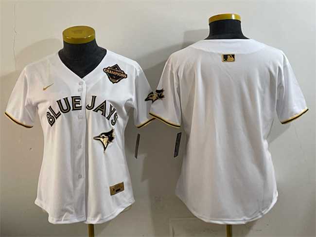 Women%27s Toronto Blue Jays Blank White Gold 2025 American League Champions Limited Stitched Jersey Dzhi