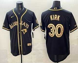 Men%27s Toronto Blue Jays #30 Alejandro Kirk Black Gold Limited Stitched Jersey