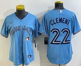 Women%27s Toronto Blue Jays #22 Ernie Clement Light Blue Cool Base Jersey