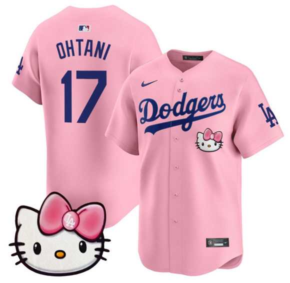 Men%27s Los Angeles Dodgers #17 Shohei Ohtani Pink 2025 Hello Kitty Vapor Limited Stitched Jersey Dzhi