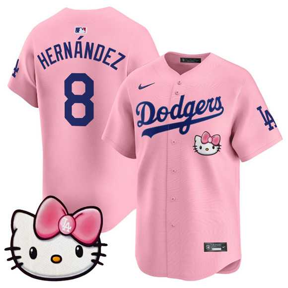 Men%27s Los Angeles Dodgers #8 Enrique Hernandez Pink 2025 Hello Kitty Vapor Limited Stitched Jersey Dzhi