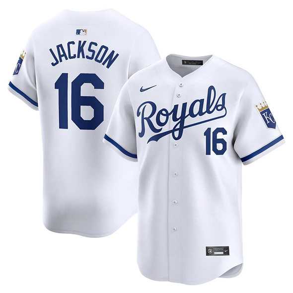 Men%27s Kansas City Royals #16 Bo Jackson White 2024 Home Limited Stitched Jersey Dzhi