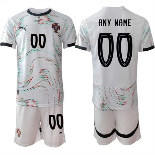Men%27s Portugal Team Custom 2025 White Away Soccer Jersey Suit