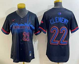 Women%27s Toronto Blue Jays #22 Ernie Clement Black City Limited Jersey