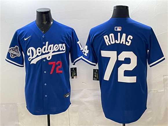 Men%27s Los Angeles Dodgers #72 Miguel Rojas Royal 2025 World Series Champions Patch Limited Stitched Jersey