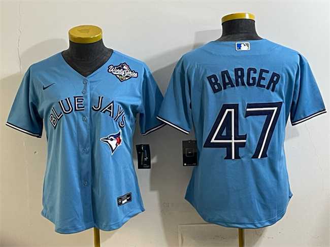 Women%27s Toronto Blue Jays #47 Addison Barger Blue 2025 World Series Cool Base Stitched Jersey(Run Small)